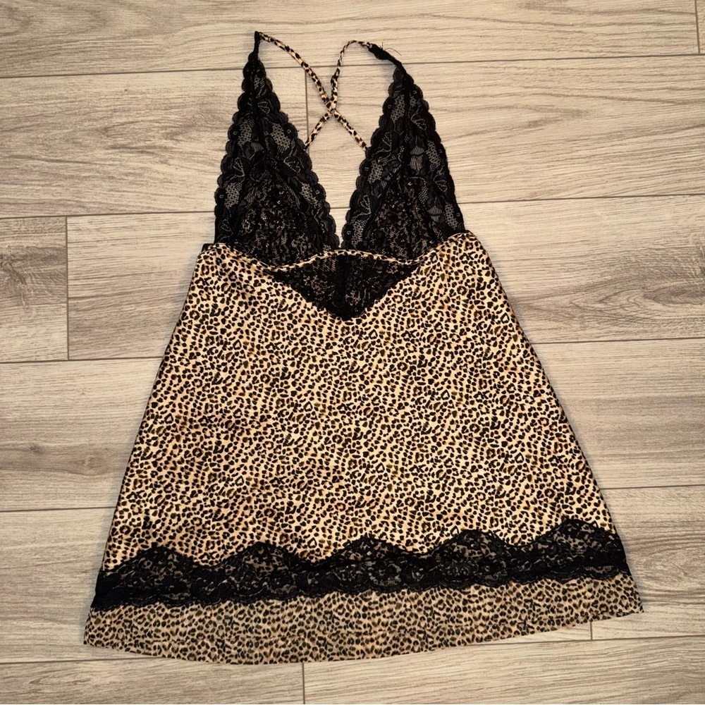 Jezebel Leopard Print Lace Slip Dress